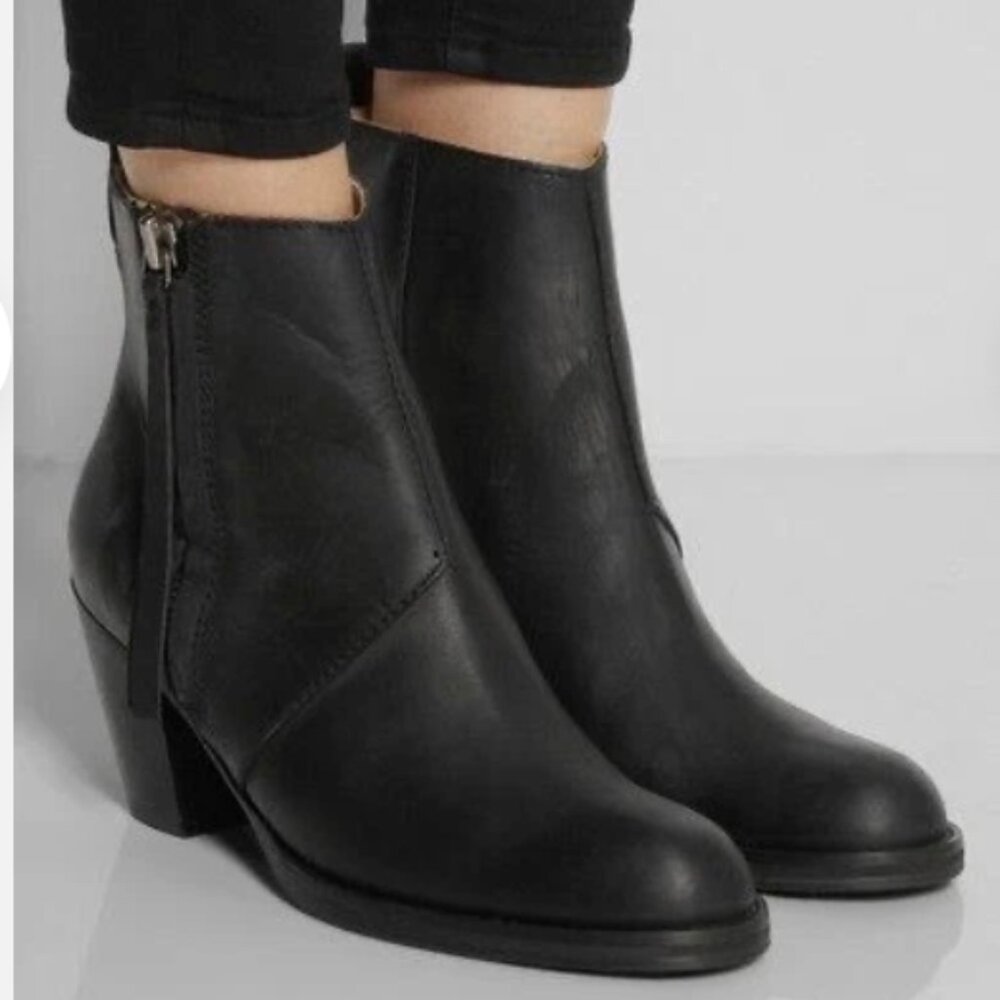 ACNE Pistol Matte Black Leather Ankle Boot - size 37